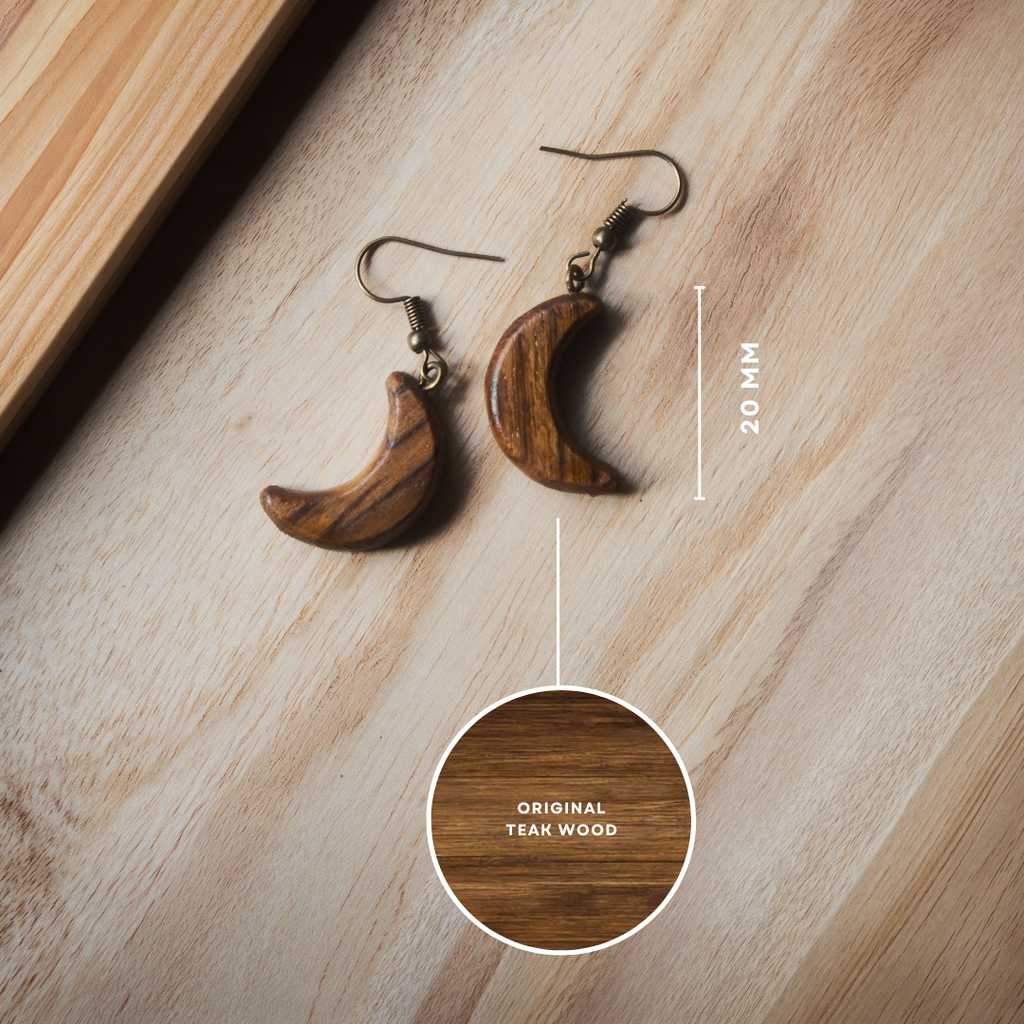 Crescent Moon | Teak Wood Earring
