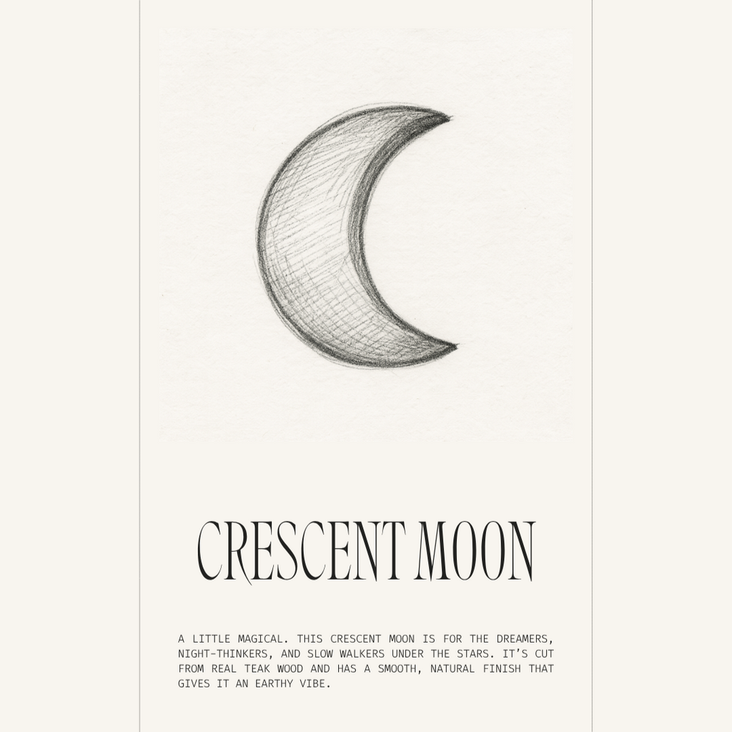 Crescent Moon | Boho Teak Wood Pendant