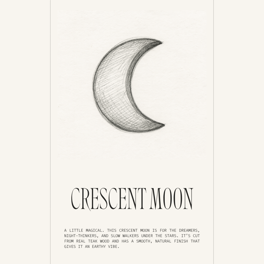 Crescent Moon | Boho Teak Wood Pendant