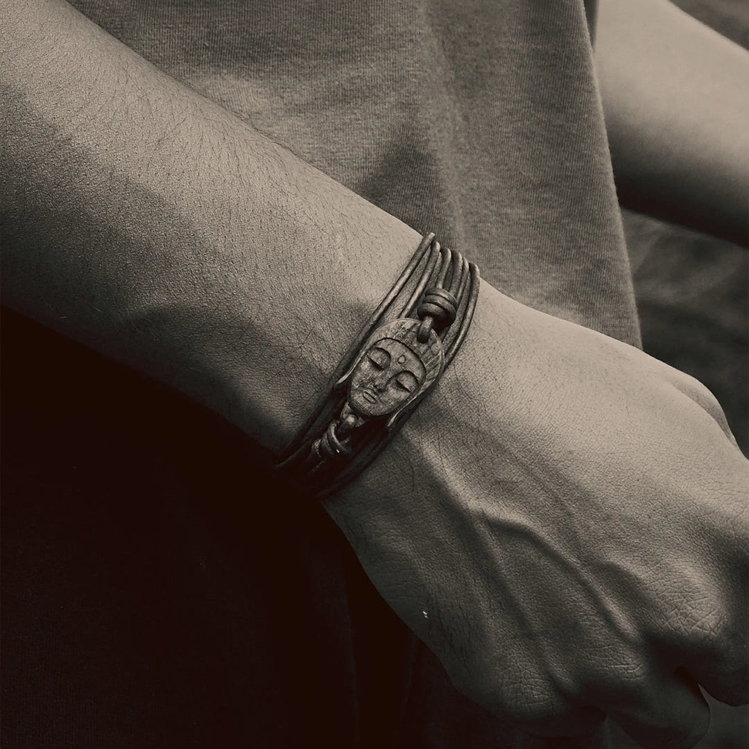 Sacred Buddha | Teak Wood & Premium Leather Cord