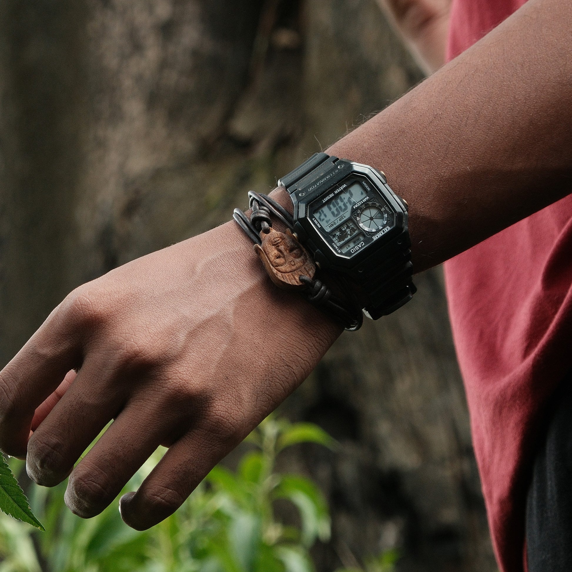 Sacred Buddha | Teak Wood & Premium Leather Cord