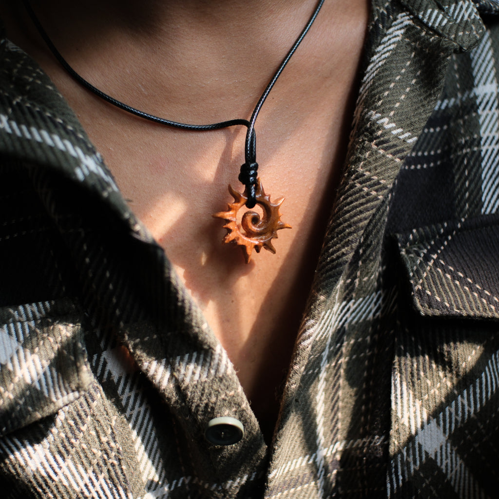 Sun Spiral | Teak wood Pendant