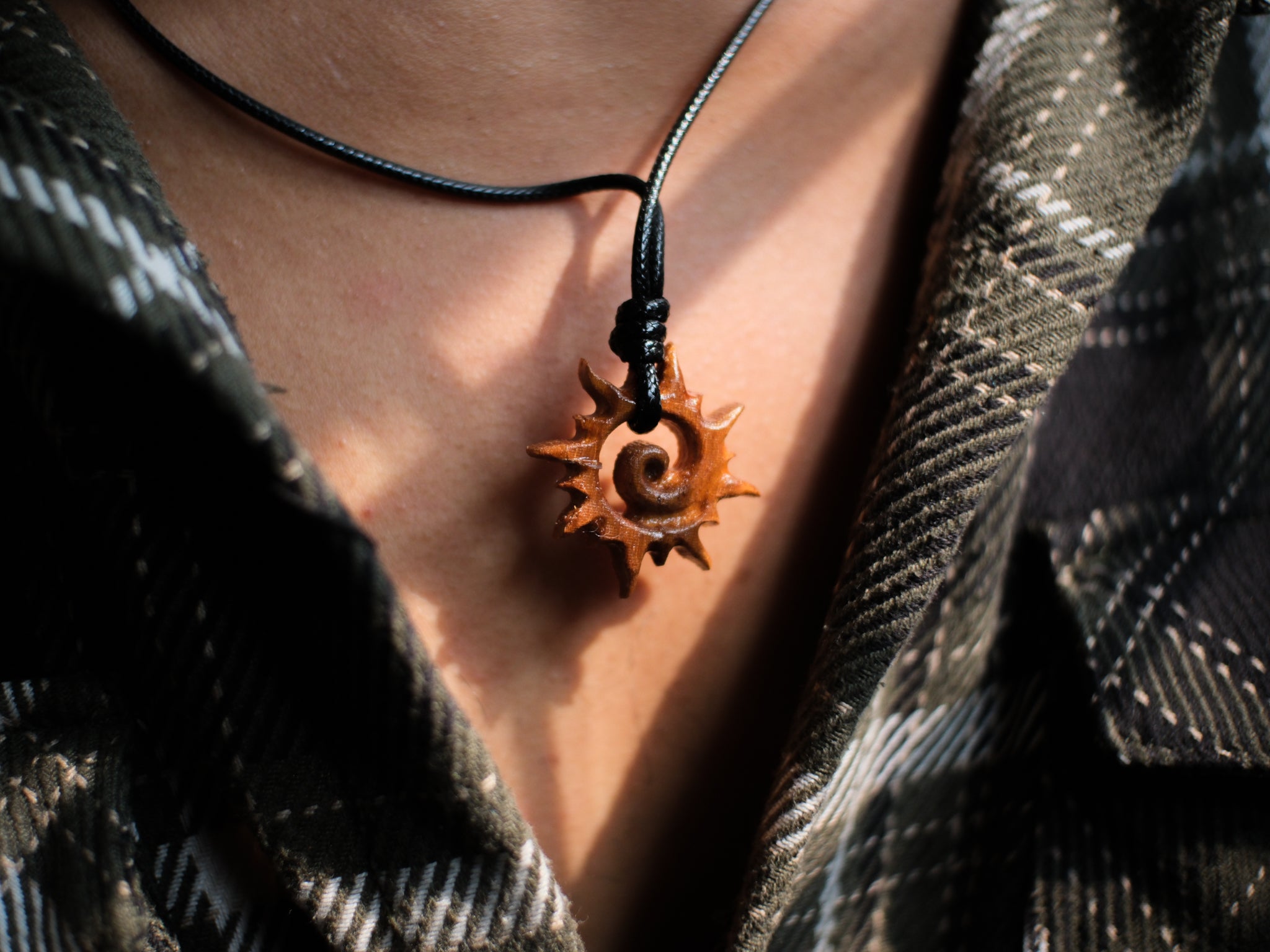 Sun Spiral | Teak wood Pendant