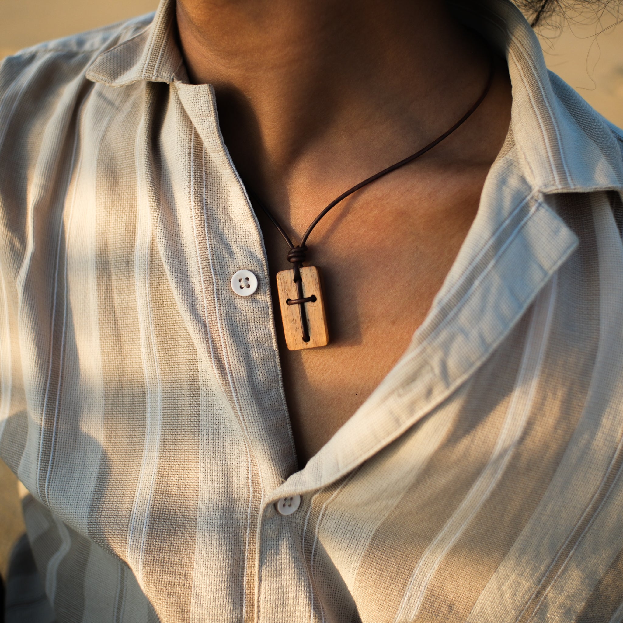 Faith | Teak wood and Premium Leather Cord