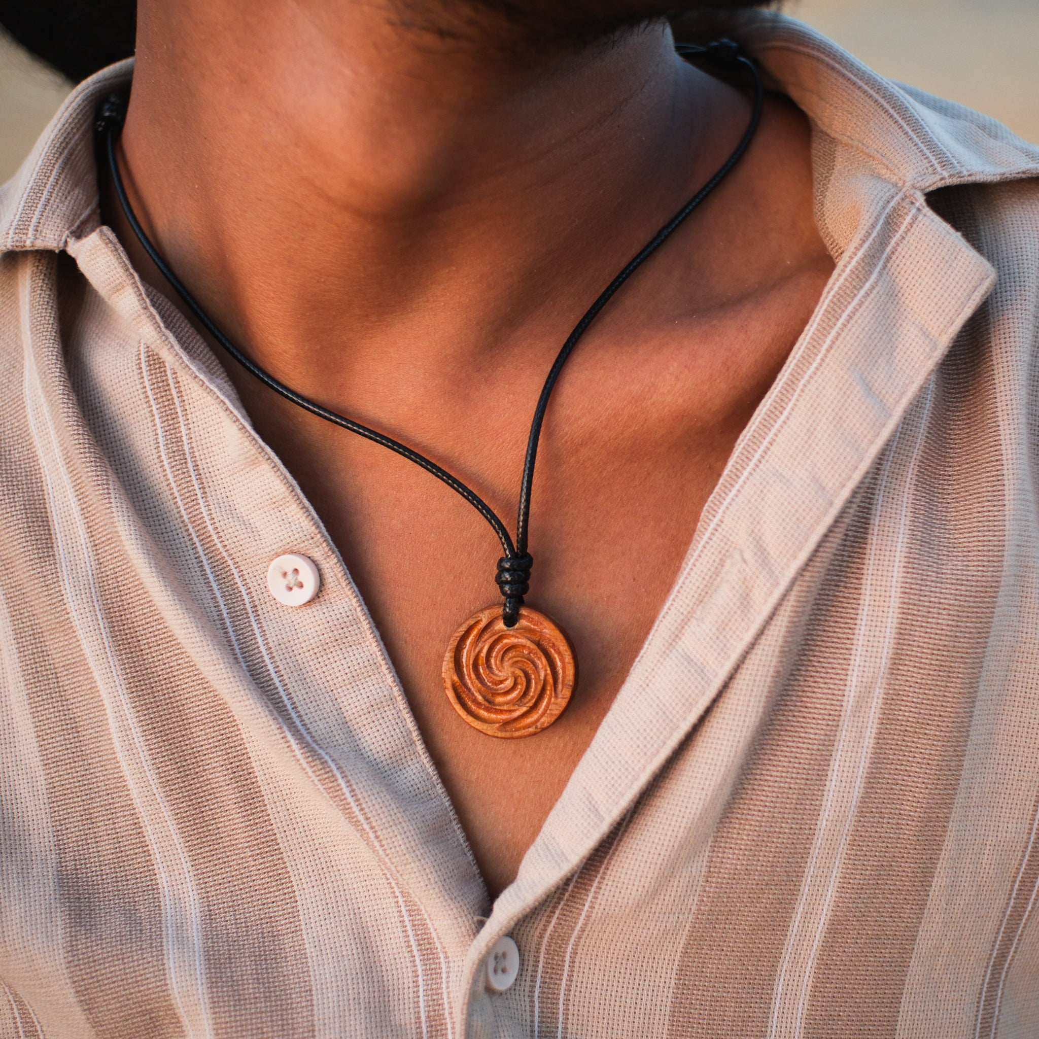 Spiral Flow | Teak Wood Pendant