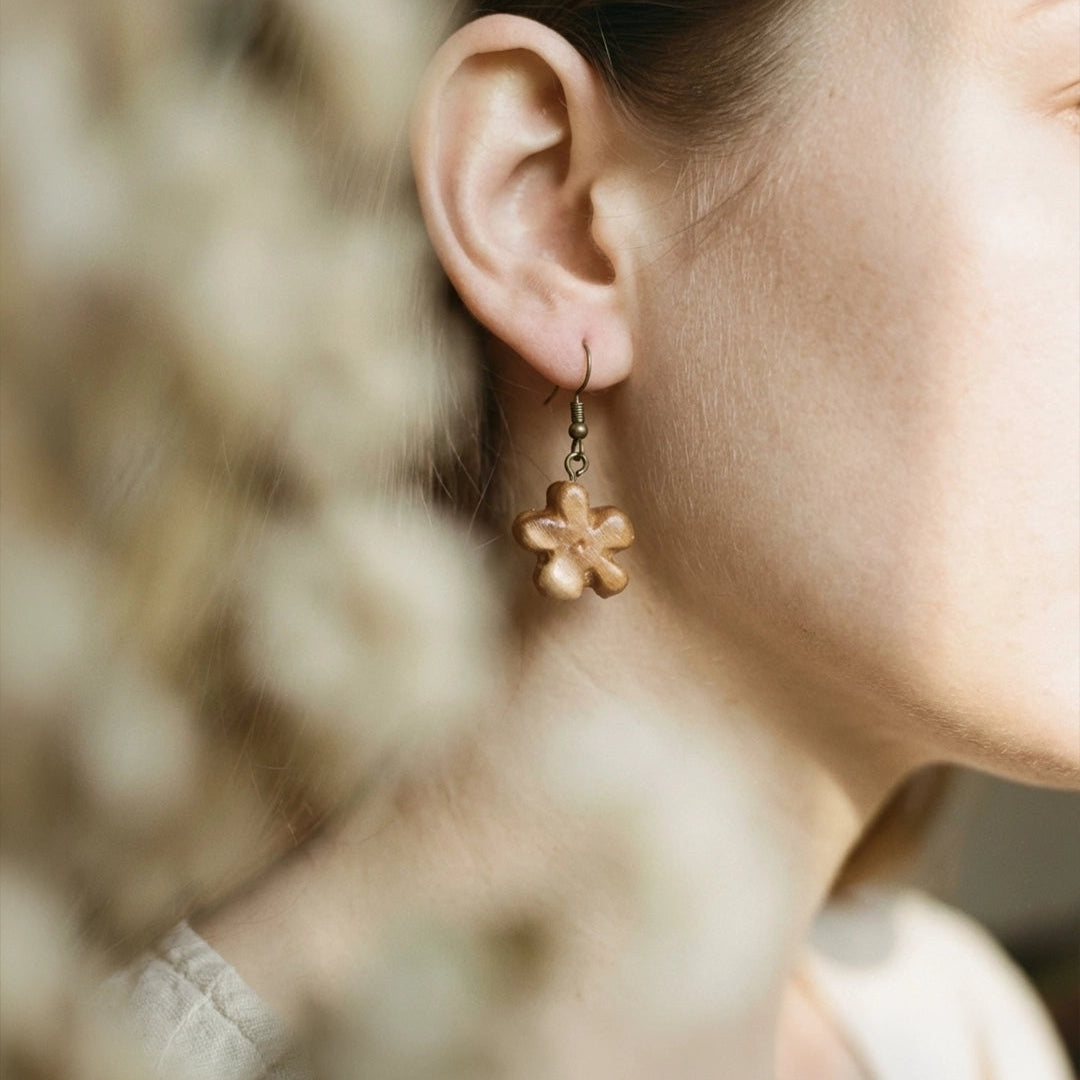 Petal Form | Teak Wood Earring