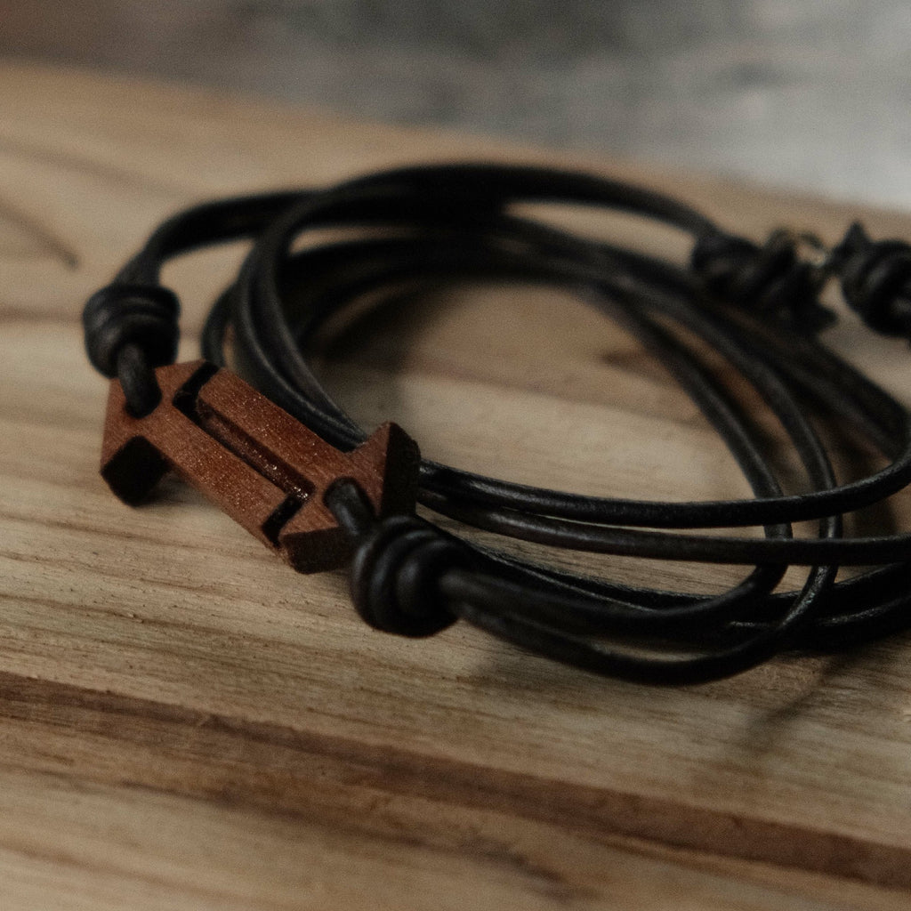 Karma Flow Bracelet | Teak Wood & Premium Leather Cord