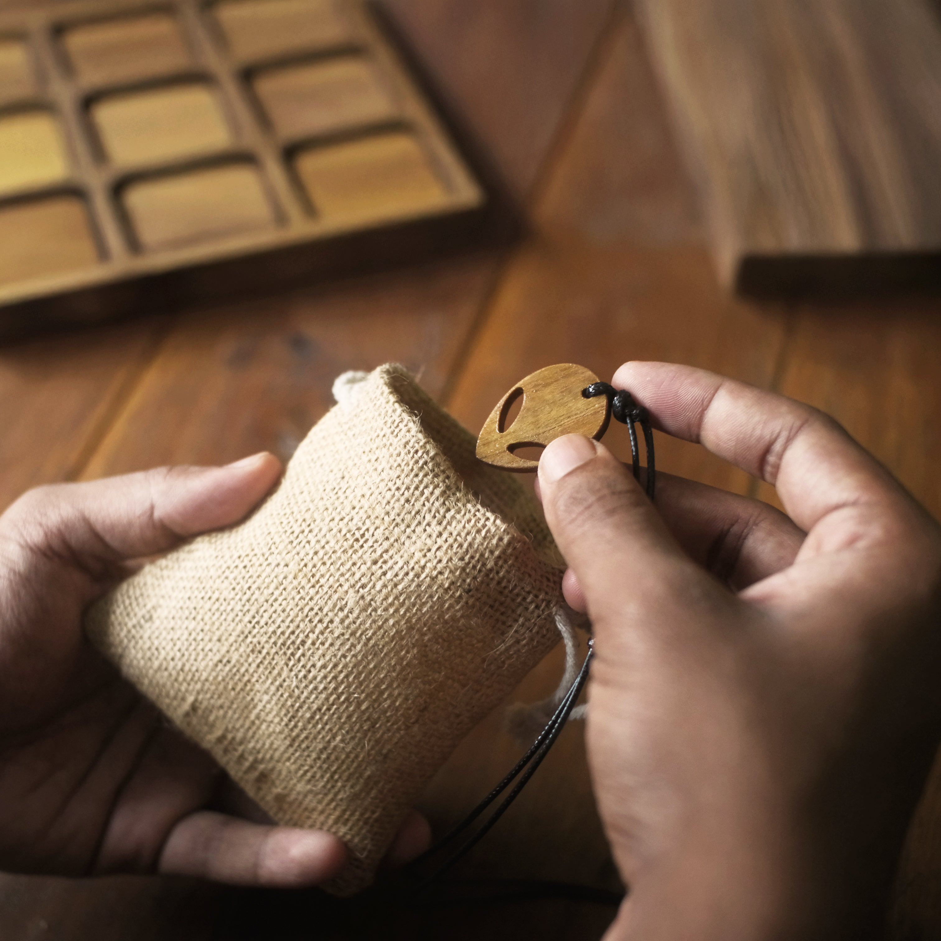 Alien | Teak Wood Pendant