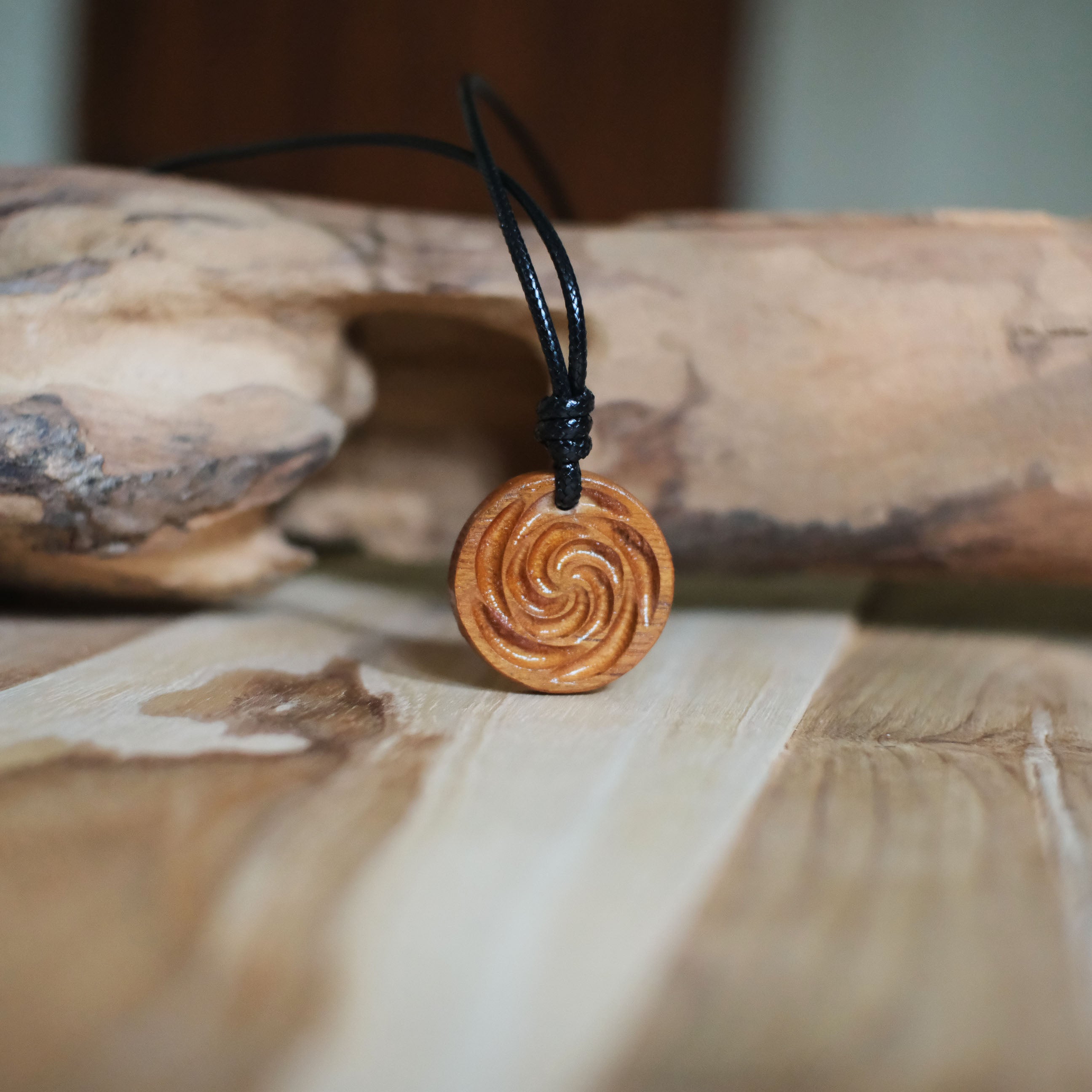 Spiral Flow | Teak Wood Pendant