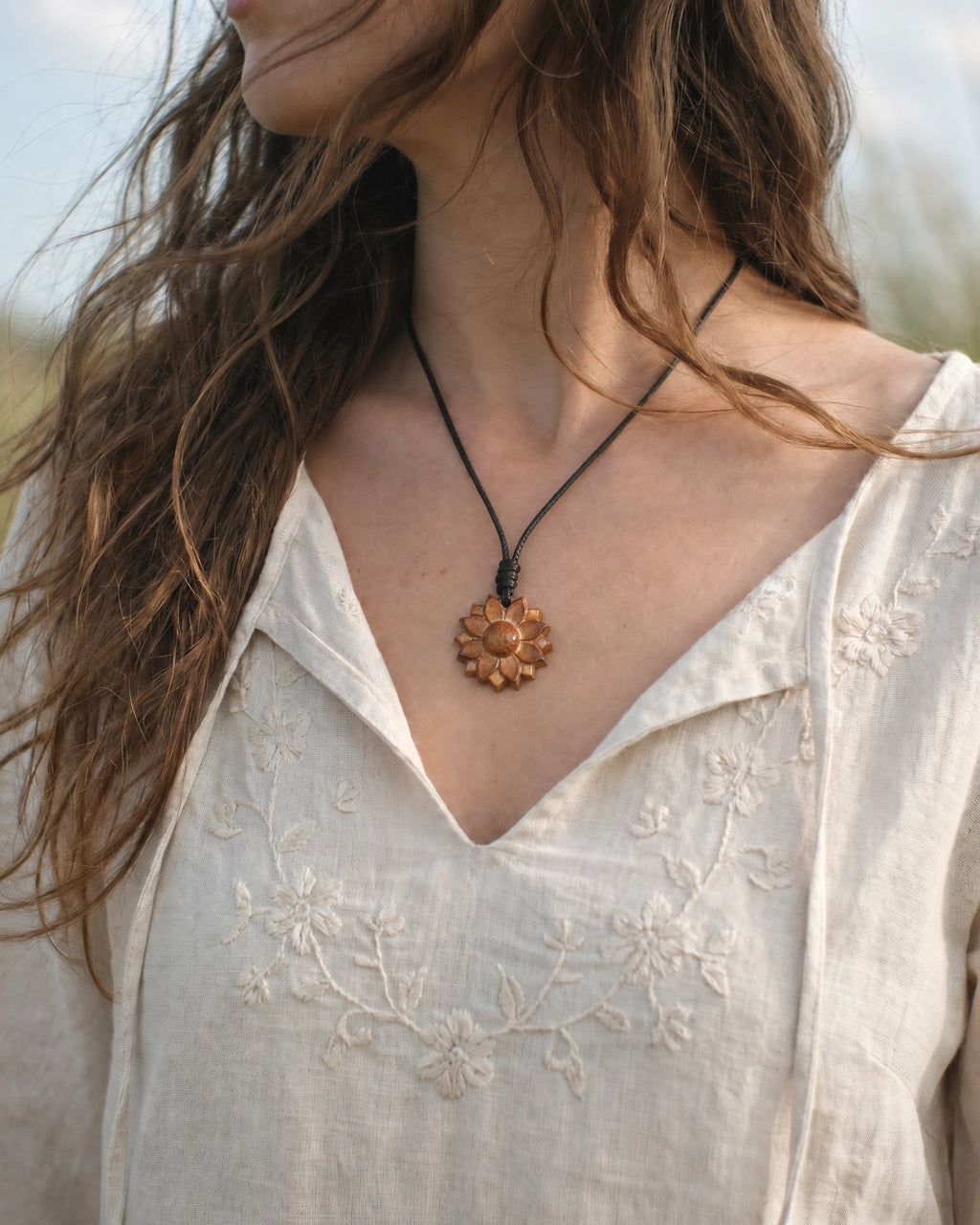 Sunflower | Real teak wood Pendant