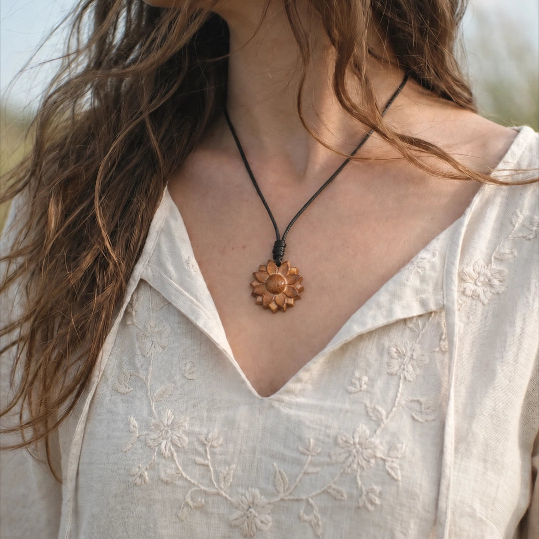 Sunflower | Real teak wood Pendant