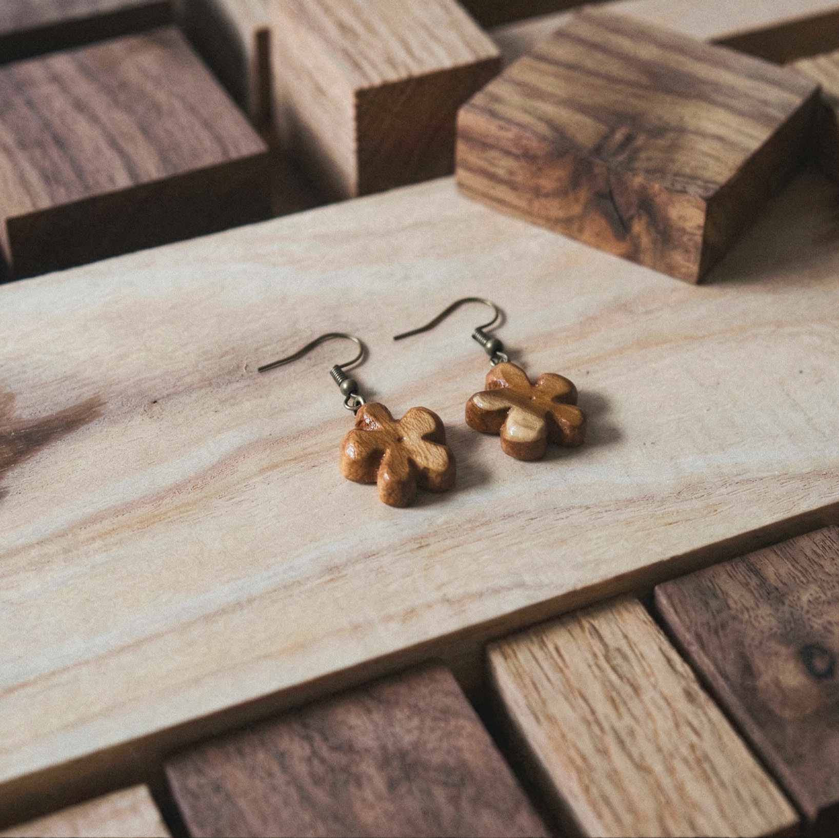 Petal Form | Teak Wood Earring