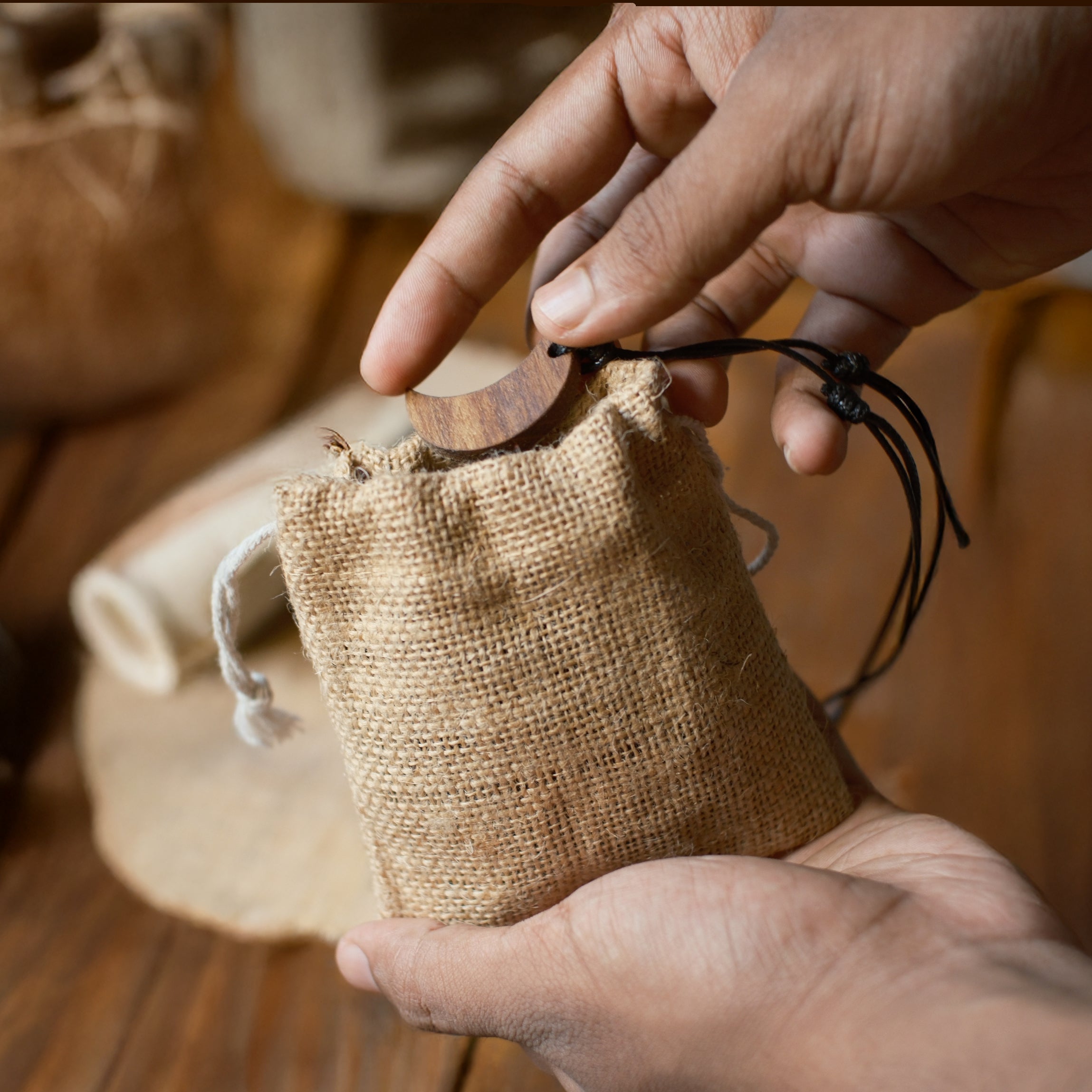 Crescent Moon | Boho Teak Wood Pendant