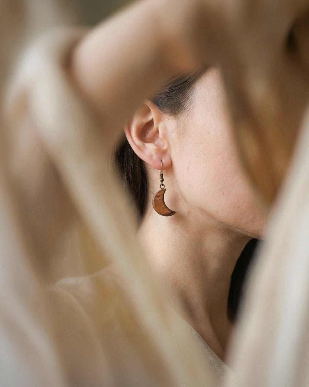 Crescent Moon | Teak Wood Earring