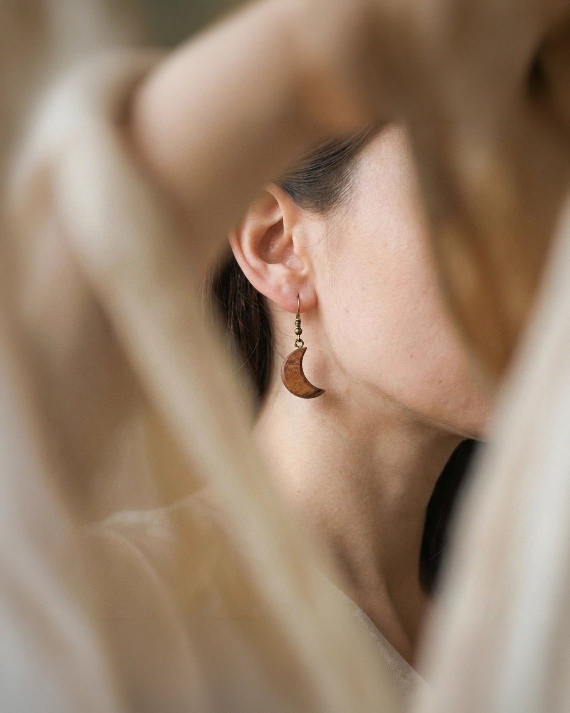 Crescent Moon | Teak Wood Earring