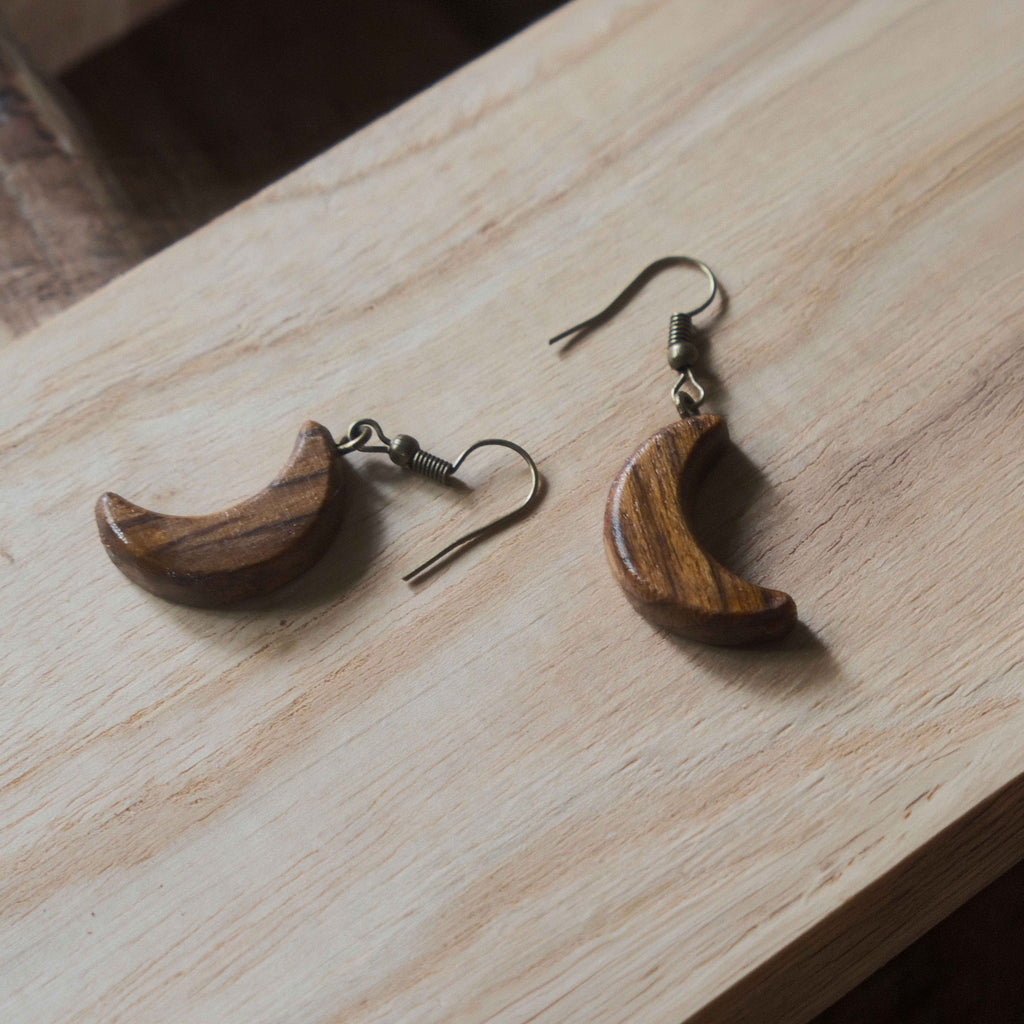 Crescent Moon | Teak Wood Earring