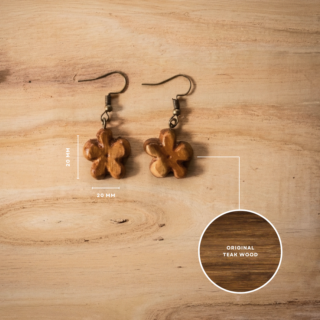 Petal Form | Teak Wood Earring