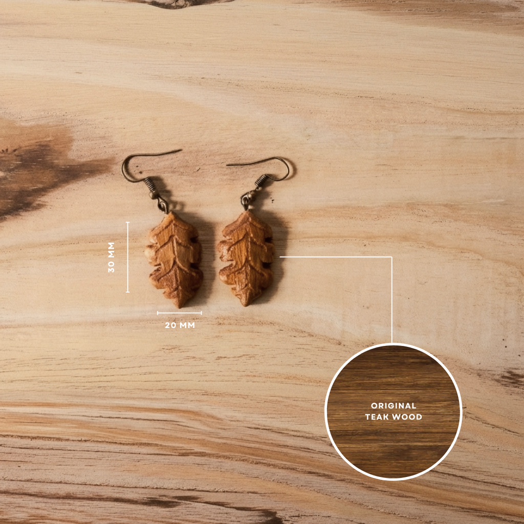 Earth Vein (Leaf) | Teak Wood Earring
